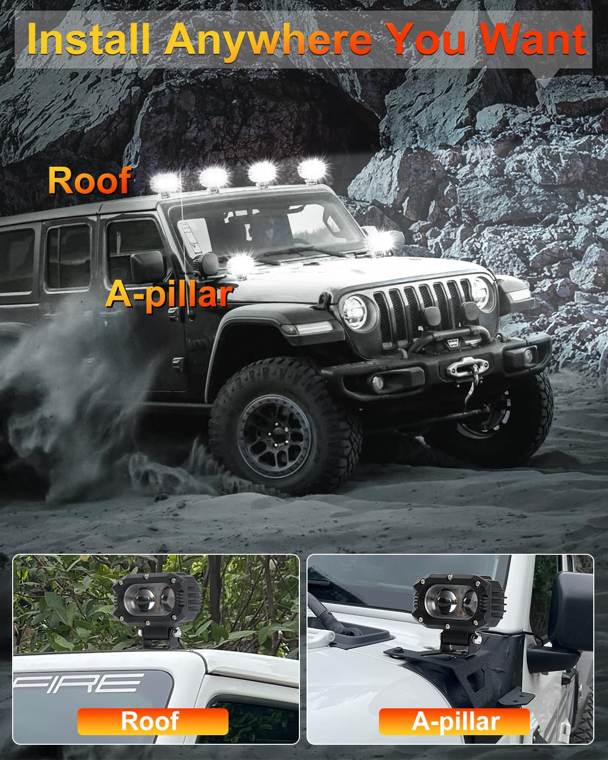 Amazon | NAVOROGE 4インチ LED ポッドライト 正方形 オフロード